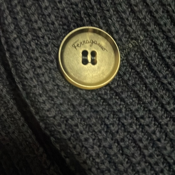 Ferragamo navy blue, wool cardigan sweater, size XL - Picture 5 of 6